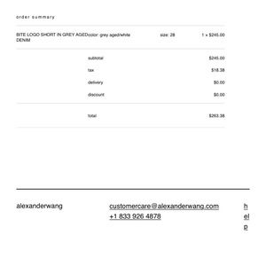 ALEXANDER WANG RECEIPT